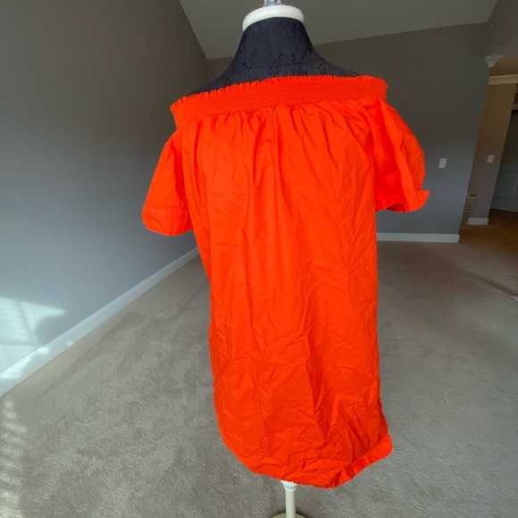 Orange Off the Shoulders Smocked J Crew Dress. - Picture 2 of 3